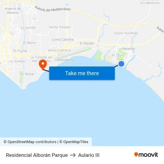Residencial Alborán Parque to Aulario III map