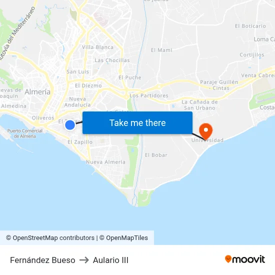 Fernández Bueso to Aulario III map
