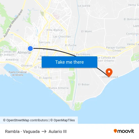 Rambla - Vaguada to Aulario III map