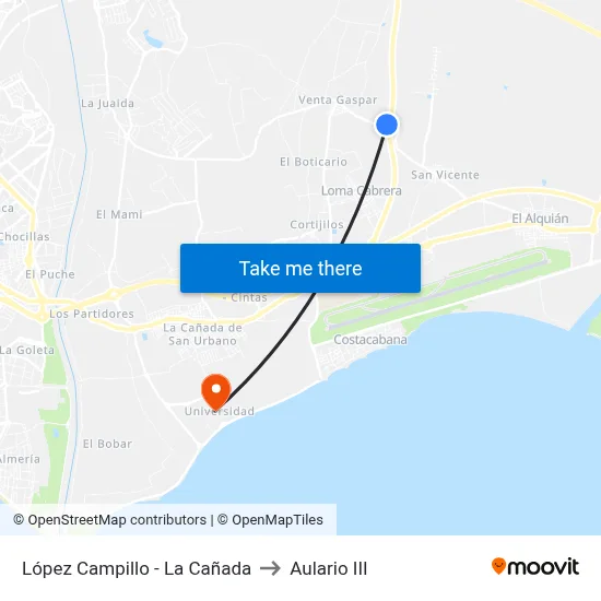 López Campillo - La Cañada to Aulario III map