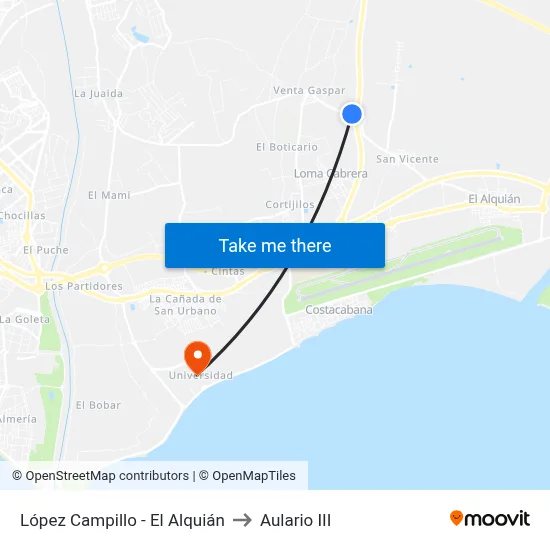 López Campillo - El Alquián to Aulario III map