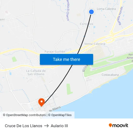 Cruce De Los Llanos to Aulario III map