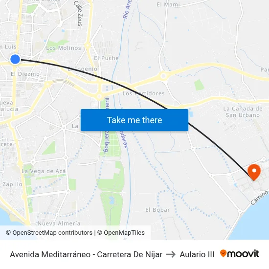 Avenida Meditarráneo - Carretera De Níjar to Aulario III map