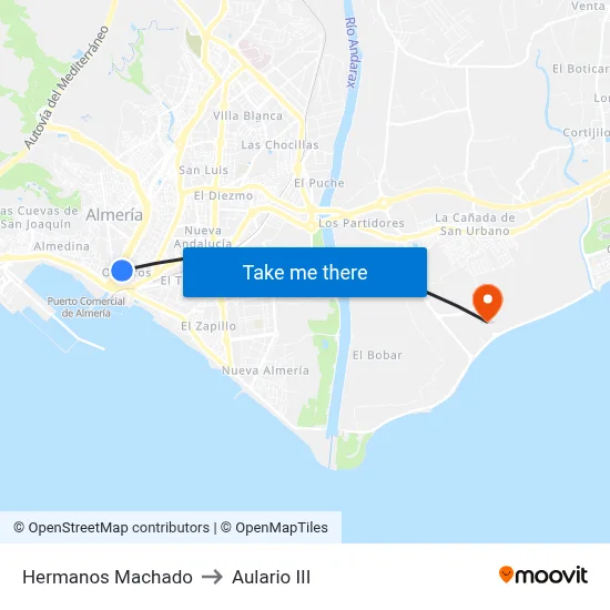 Hermanos Machado to Aulario III map
