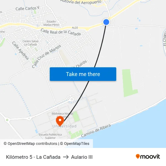 Kilómetro 5 - La Cañada to Aulario III map