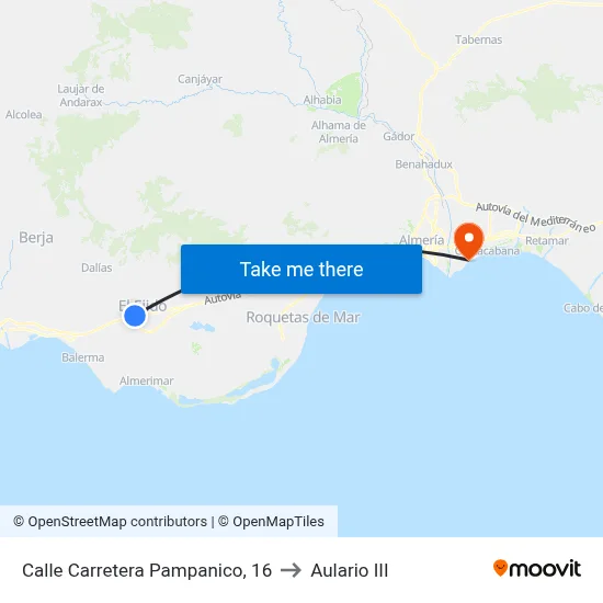 Calle Carretera Pampanico, 16 to Aulario III map