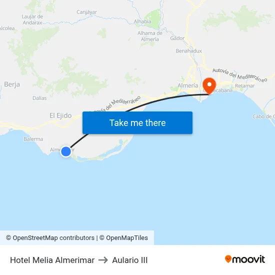 Hotel Melia Almerimar to Aulario III map