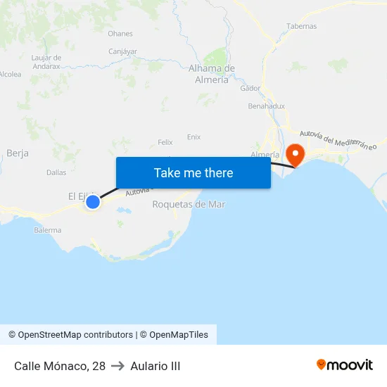 Calle Mónaco, 28 to Aulario III map