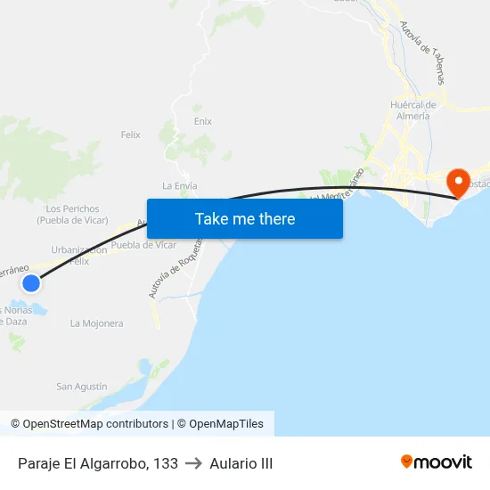 Paraje El Algarrobo, 133 to Aulario III map