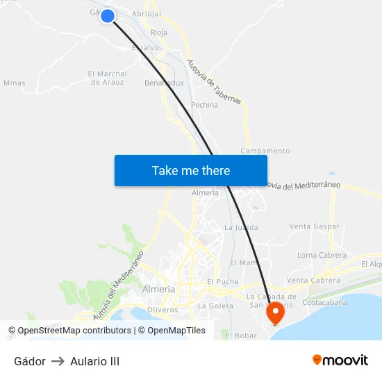 Gádor to Aulario III map
