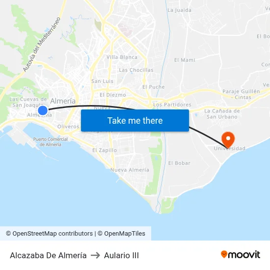 Alcazaba De Almería to Aulario III map