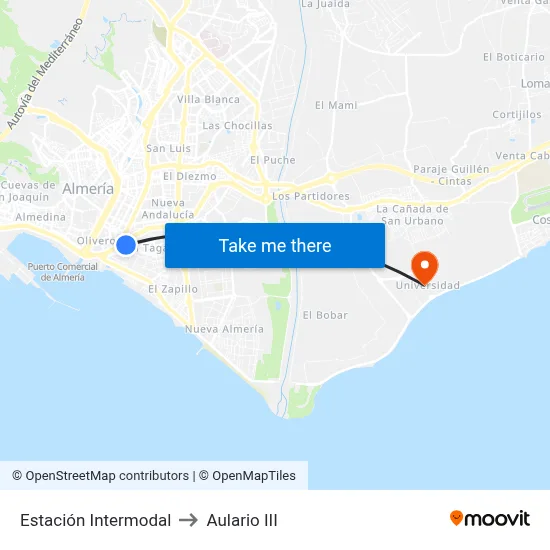 Estación Intermodal to Aulario III map