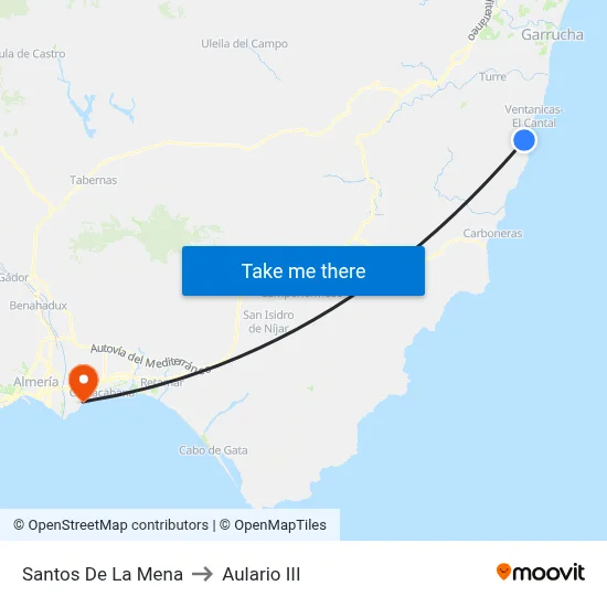 Santos De La Mena to Aulario III map