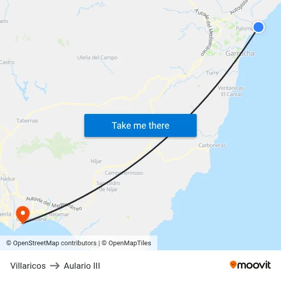 Villaricos to Aulario III map