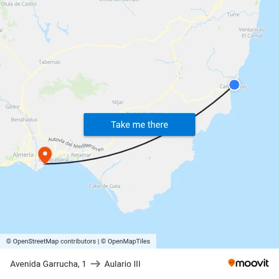 Avenida Garrucha, 1 to Aulario III map