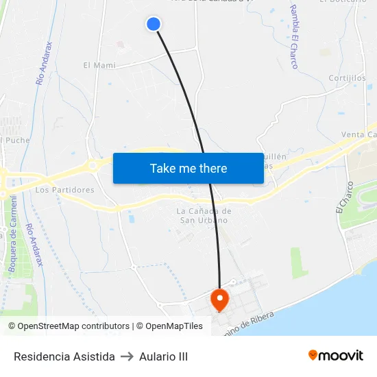 Residencia Asistida to Aulario III map