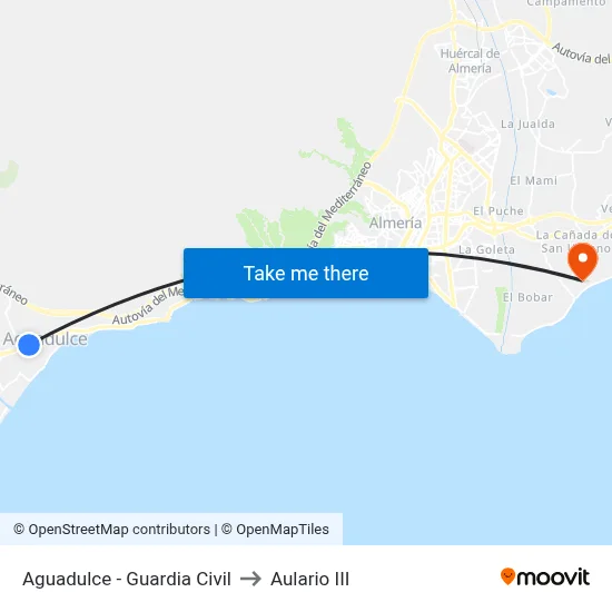Aguadulce - Guardia Civil to Aulario III map