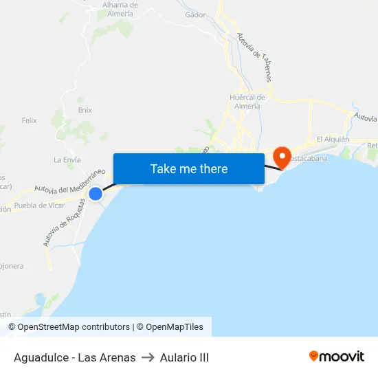 Aguadulce - Las Arenas to Aulario III map
