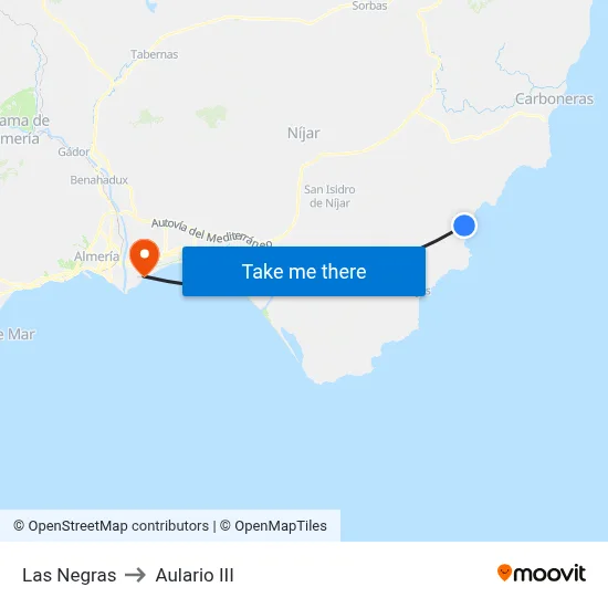Las Negras to Aulario III map