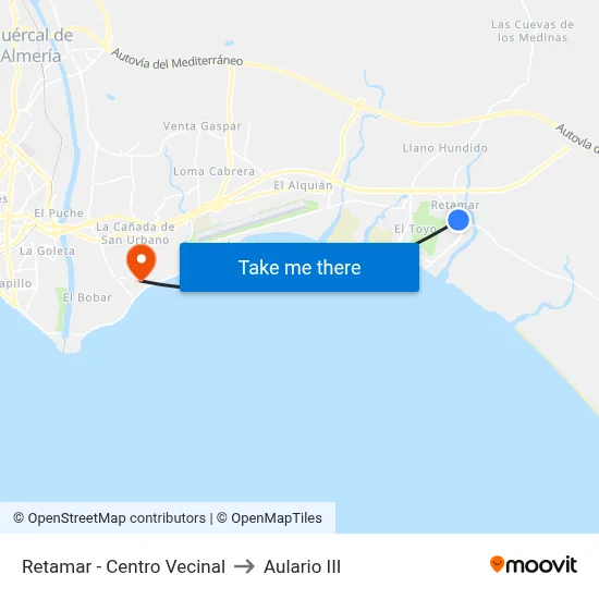 Retamar - Centro Vecinal to Aulario III map
