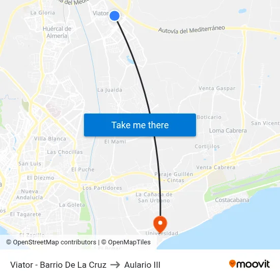 Viator - Barrio De La Cruz to Aulario III map