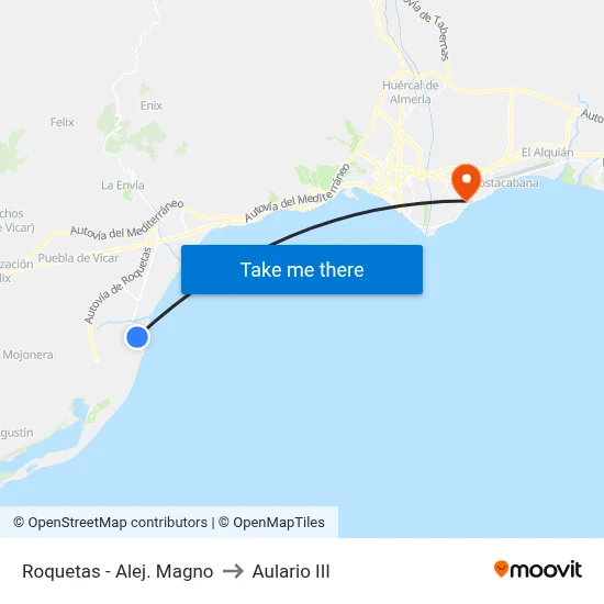 Roquetas - Alej. Magno to Aulario III map