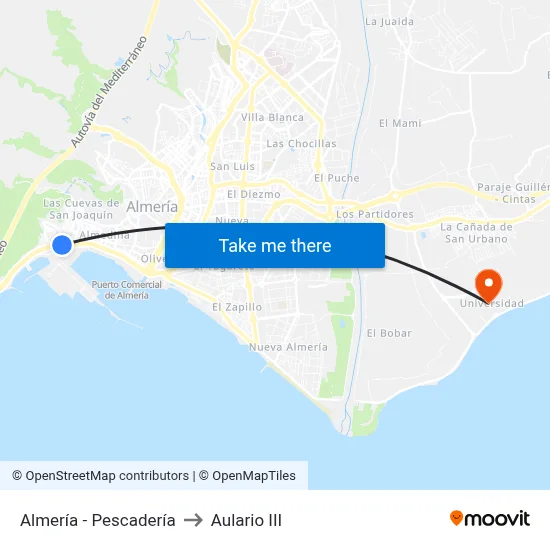 Almería - Pescadería to Aulario III map