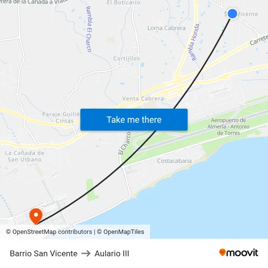 Barrio San Vicente to Aulario III map