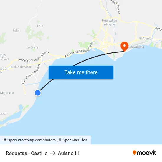 Roquetas - Castillo to Aulario III map