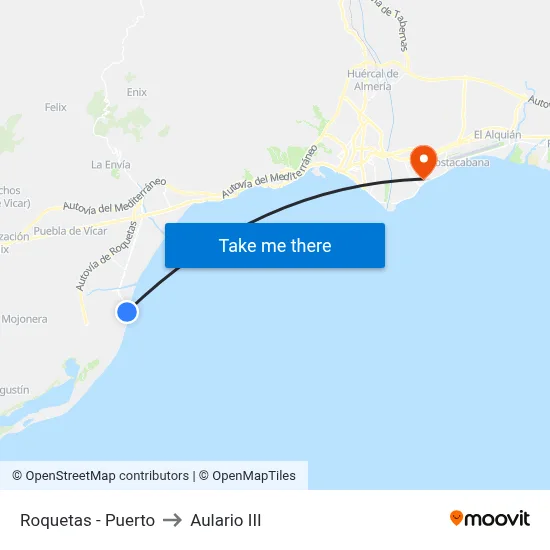Roquetas - Puerto to Aulario III map