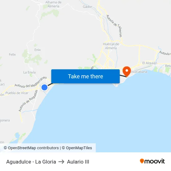 Aguadulce - La Gloria to Aulario III map