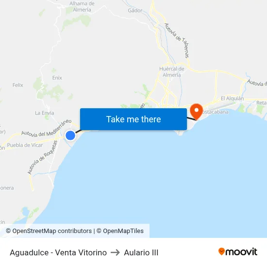 Aguadulce - Venta Vitorino to Aulario III map