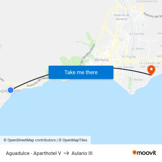 Aguadulce - Aparthotel V to Aulario III map