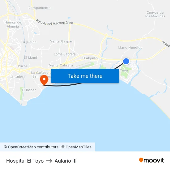Hospital El Toyo to Aulario III map