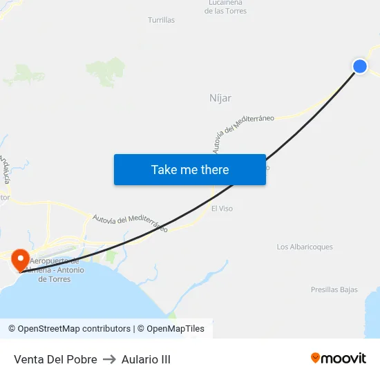 Venta Del Pobre to Aulario III map