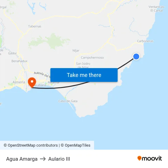 Agua Amarga to Aulario III map