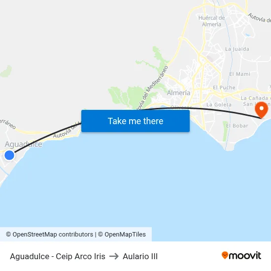 Aguadulce - Ceip Arco Iris to Aulario III map