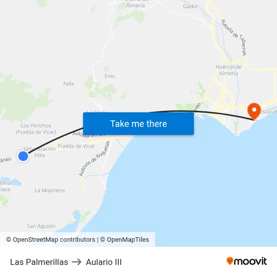 Las Palmerillas to Aulario III map