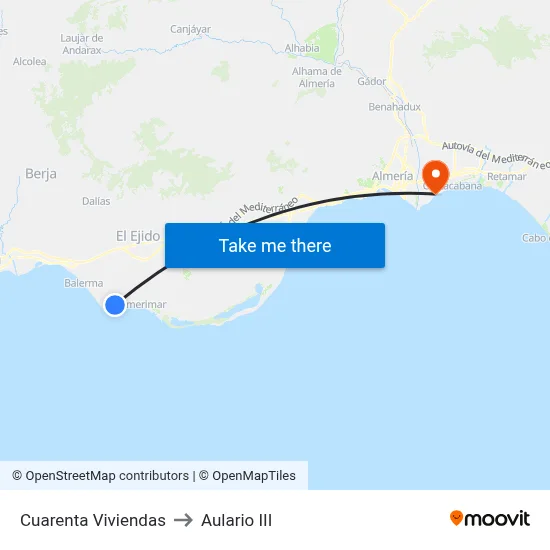 Cuarenta Viviendas to Aulario III map