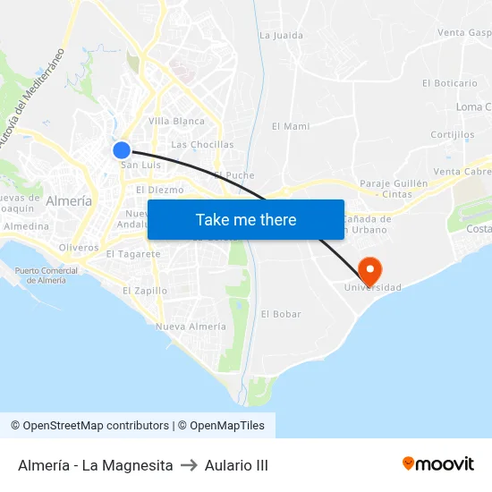 Almería - La Magnesita to Aulario III map