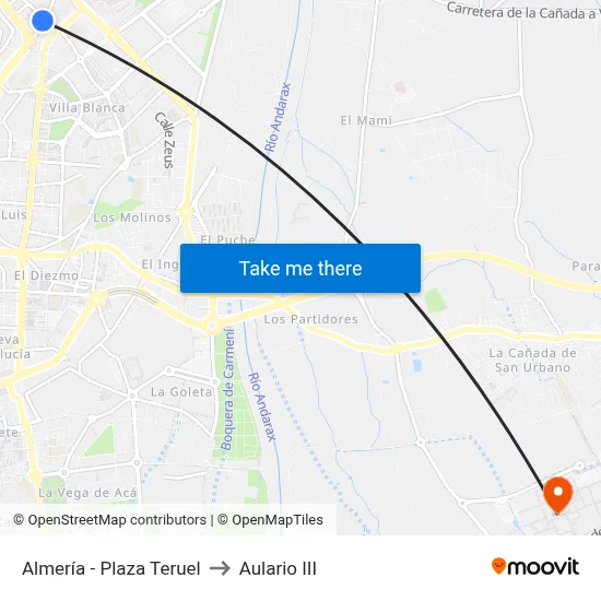 Almería - Plaza Teruel to Aulario III map