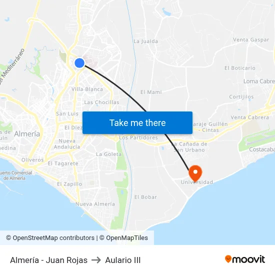 Almería - Juan Rojas to Aulario III map