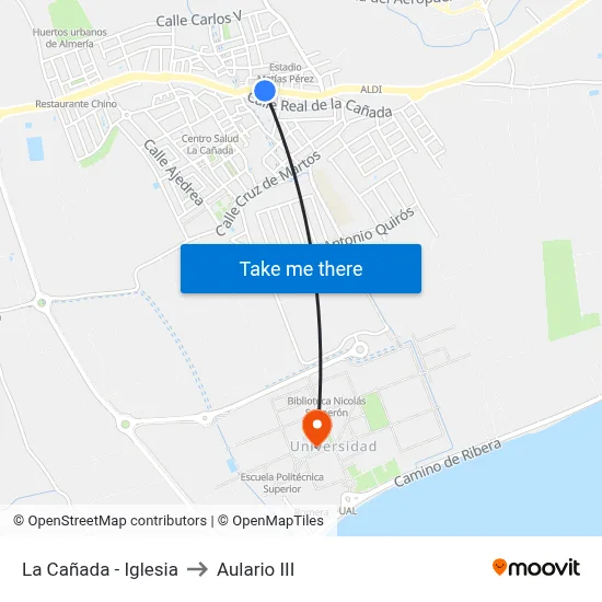 La Cañada - Iglesia to Aulario III map