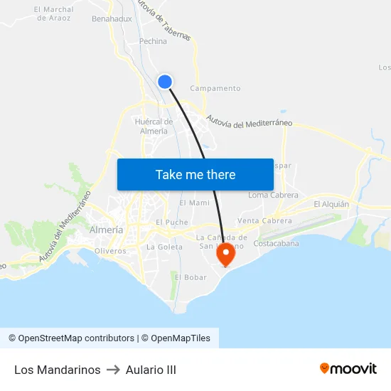 Los Mandarinos to Aulario III map