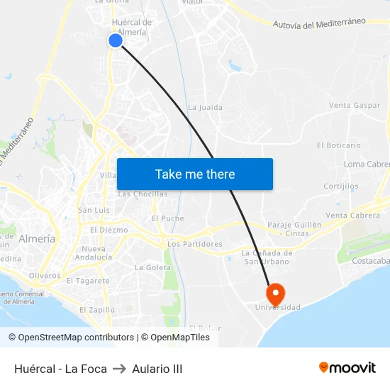 Huércal - La Foca to Aulario III map