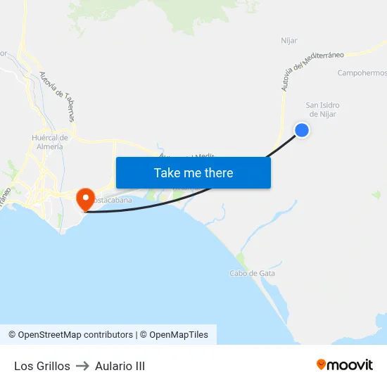 Los Grillos to Aulario III map