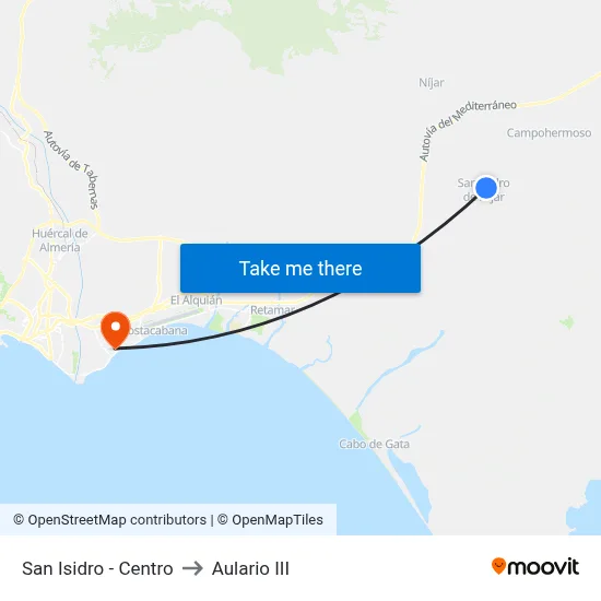 San Isidro - Centro to Aulario III map