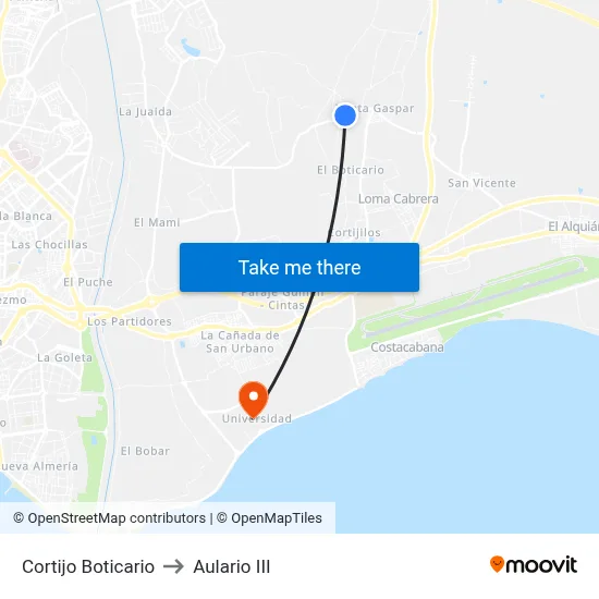 Cortijo Boticario to Aulario III map
