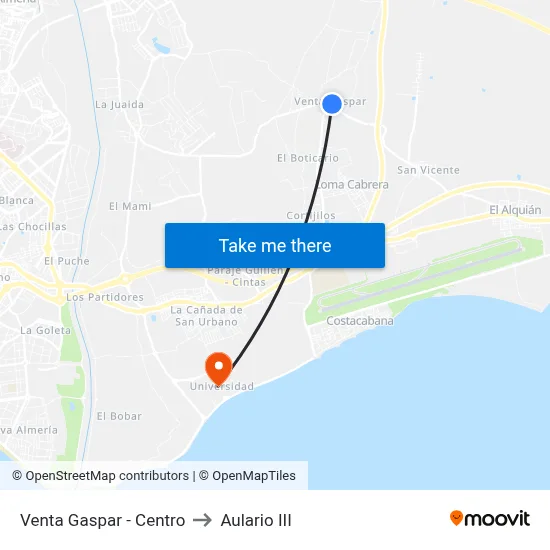 Venta Gaspar - Centro to Aulario III map