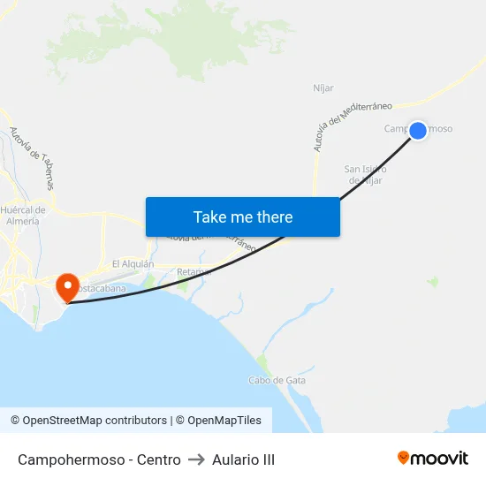 Campohermoso - Centro to Aulario III map